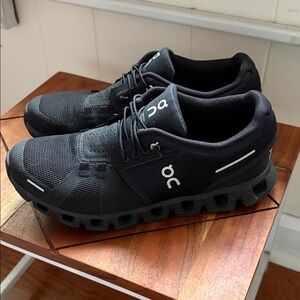 On Running Women’s Black Athletic Cloud Sneakers with White Logos